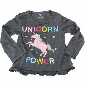 CARTERS Unicorn Rainbow Long Sleeve Tee Ruffle 3T